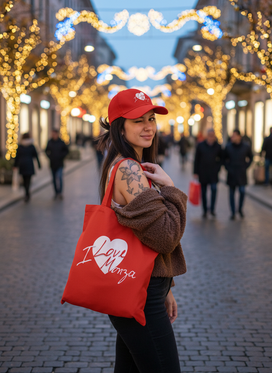 Kit cappellino più shopper "I love Monza"